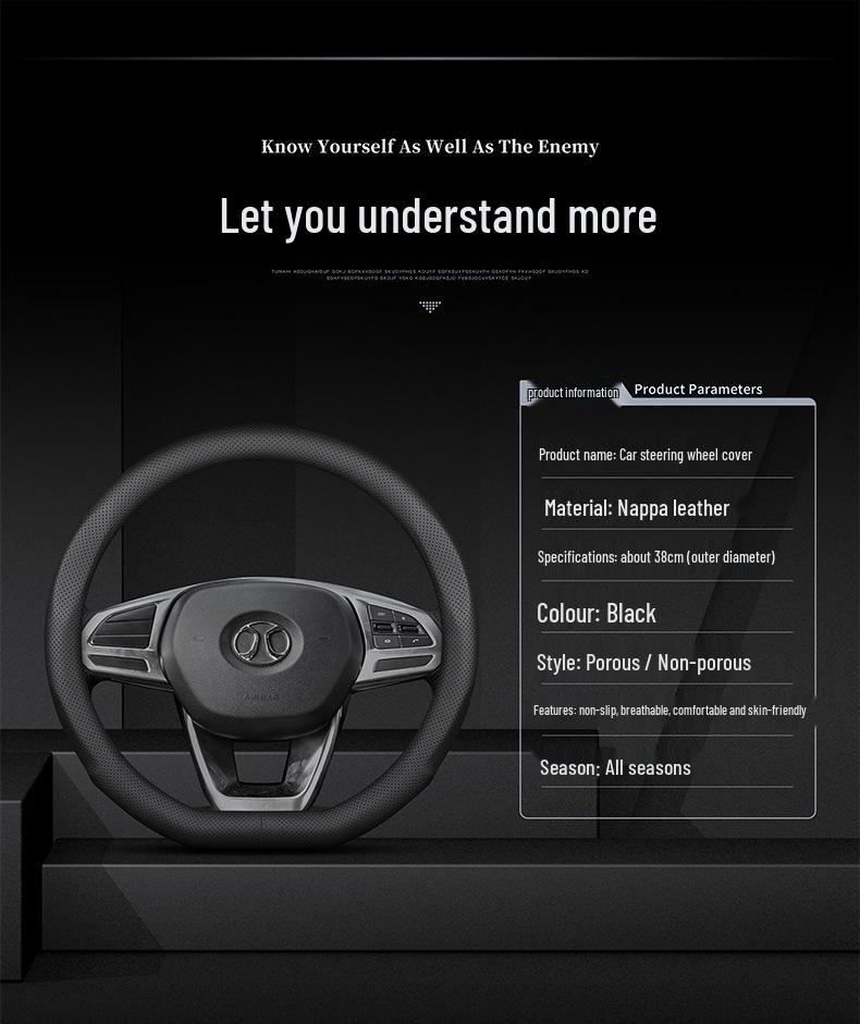 Genuine Leather Steering Wheel Cover for BJ40, BJ80, F40, BJ20, and BJ30 Beijing Off-road Vehicles
