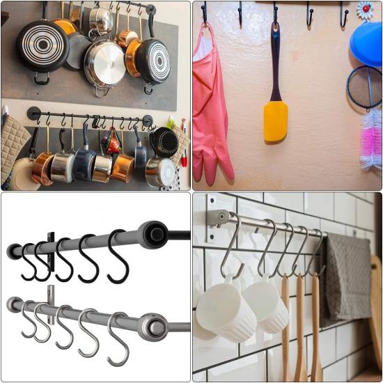 uxcell Stainless Steel S Hooks 2" S Shaped Hook Hangers for Kitchen Bathroom Bedroom Storage Room Office Outdoor Multiple Uses 8pcs