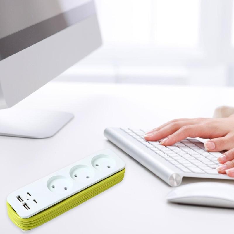 Portable 3Outlet Power Strips With Double Type C USB Port For Fast Charging Outlet Splitter Power Outlet Adapter