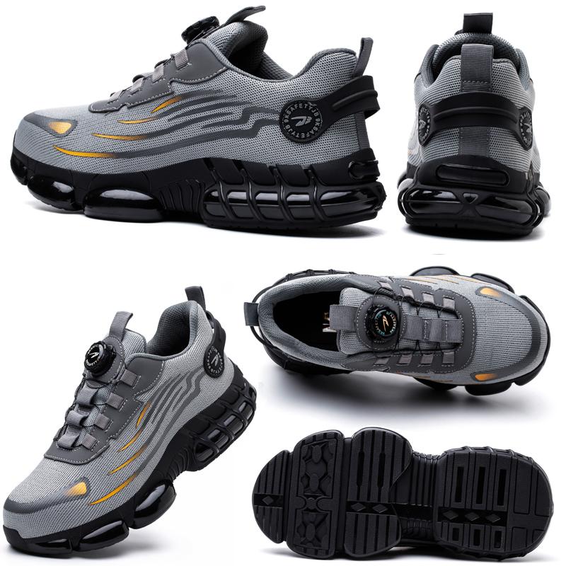 Modische Arbeitsschuhe mit Drehknopf, rutschfeste Sicherheitsschuhe für Herren, Sneaker mit Stahlkappe, pannensichere Arbeitsstiefel, Sportschuhe für Herren, unzerstörbar