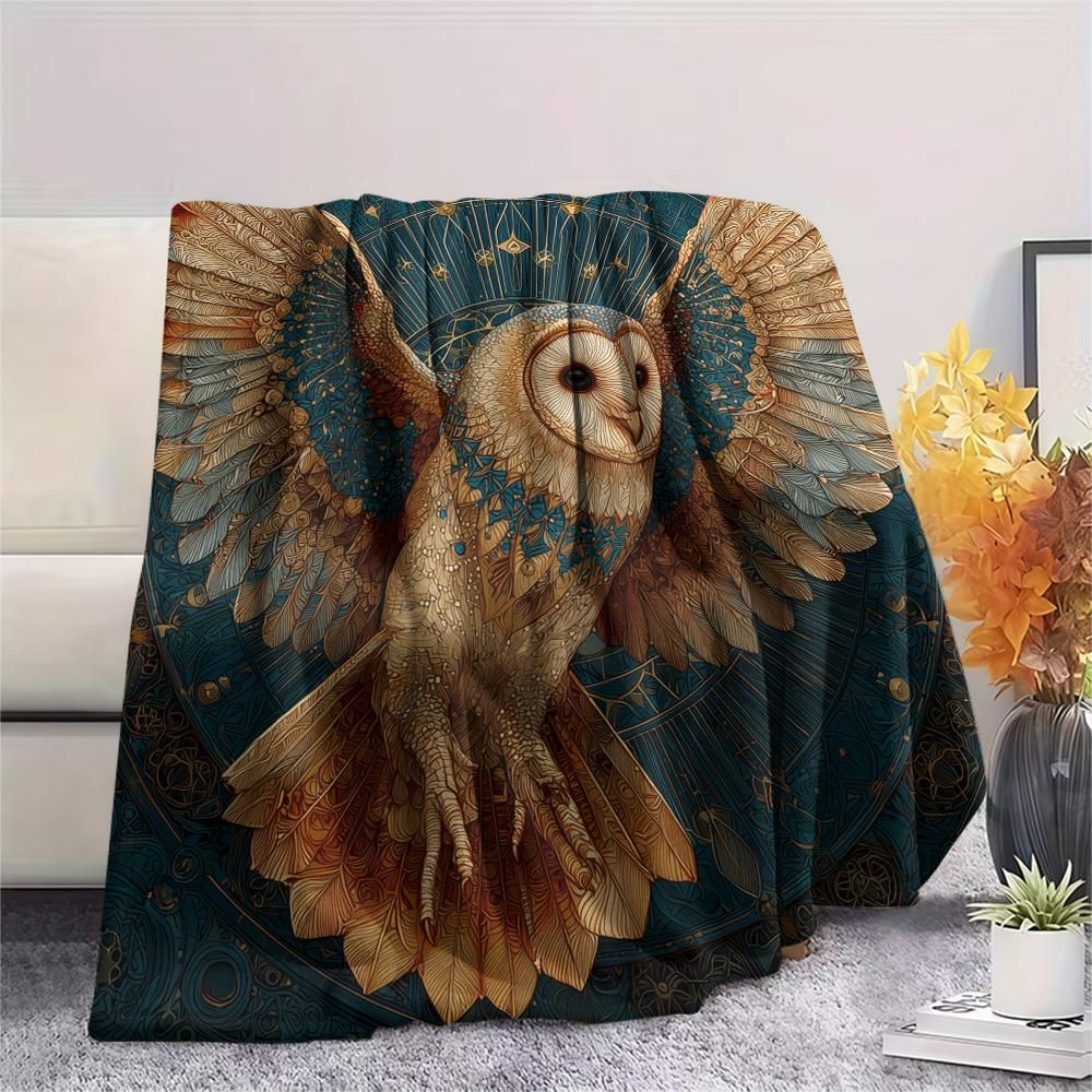 Winged Owl  Print Flannel Blanket, High Quality Comfortable for All Seasons, Home Decor, Warmth and Comfort