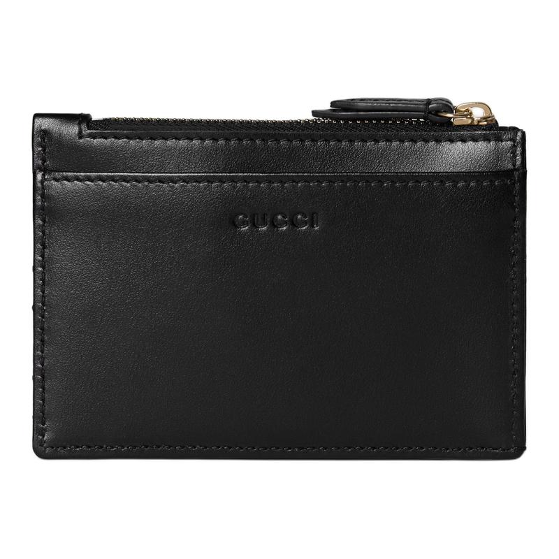 Gucci GG Marmont Logo Double G Metal Quilted Herringbone Leather Key Case Regular Women's Black