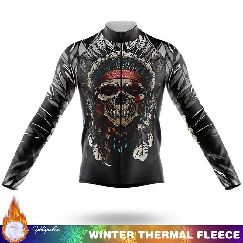 Mtb Clothing Men SKULL Fleece Jersey Cycling Mens Men's Shirt Thermal Winter Outfit Long Sleeve 2026 Man Road Bikes Jackets Bike