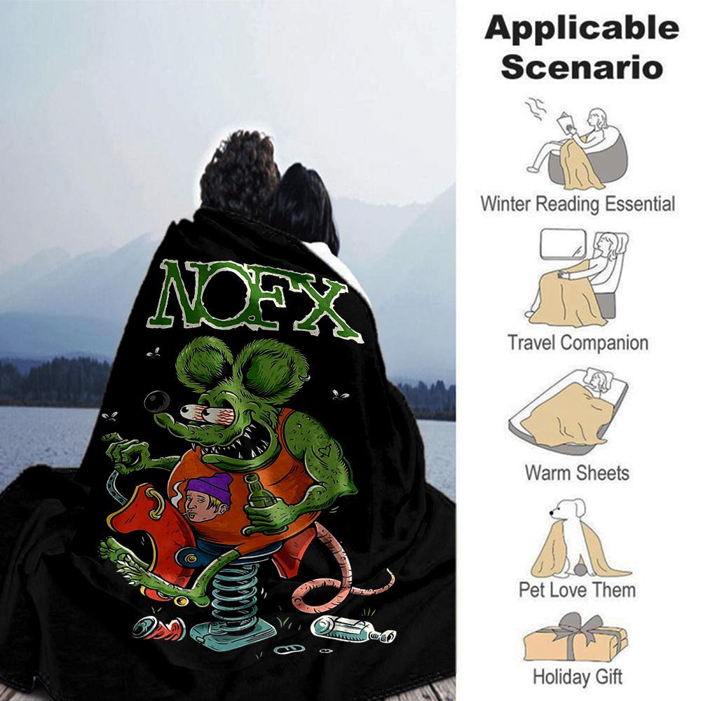 1pc NOFX Throw Blanket Soft Flannel, Cozy All Season Polyester Perfect for Home, Office