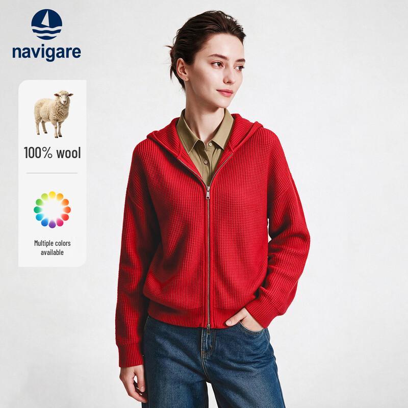 Navigare Women's Pure Wool Hooded Casual Jacket