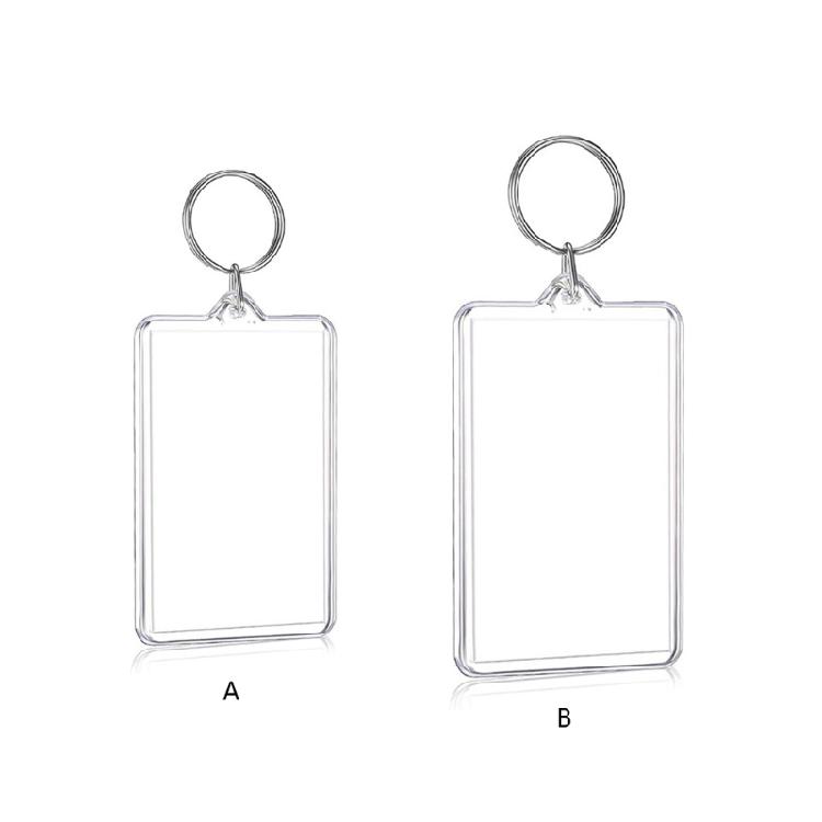 Rectangle Shapes Plastic Keychain Picture Frame Keyring with Split Rings