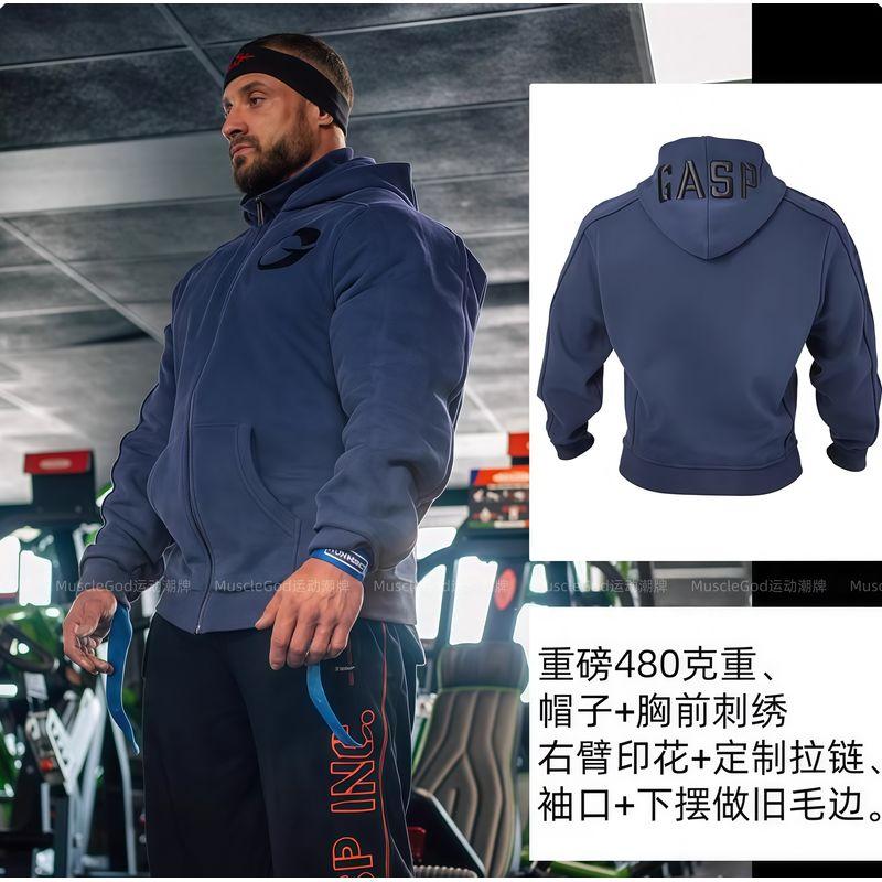 Gp New Orange Large Logo Embroidered Training Thickened Warm Classic European and American Style Fitness Training Hoodie Trendy Jacket