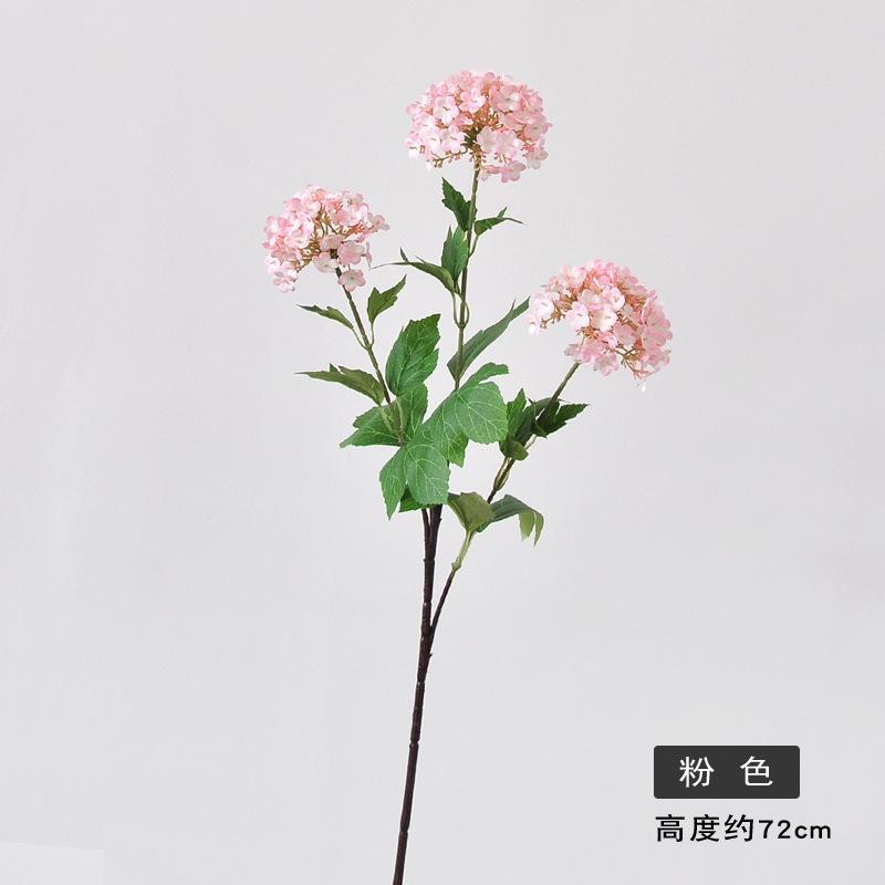 White Artificial Hydrangea 3 Heads Fabric Green Hydrangea Long Branches Decor Spring Artificial Floral Arrangement Wedding