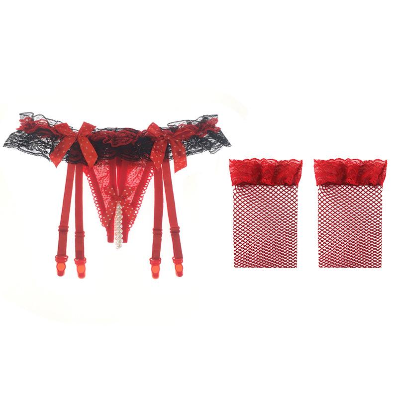 Sex Socks Clip Lace Garter Belt Sexy Transparent Garter Net Stockings Set Stockings Ultra-thin Temptation T-pants