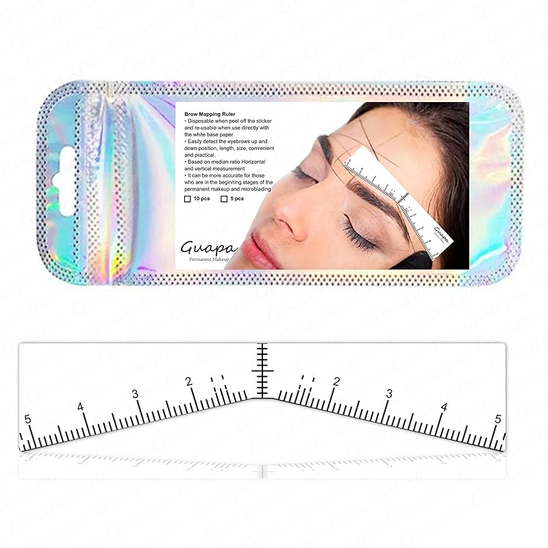 Guapa Augenbrauenlineal Schablonen Einfache Kartierung Formgebende Aufkleber Schablone Microblading Messwerkzeug Augenbrauenform Design Positionierungsaufkleber für Permanent