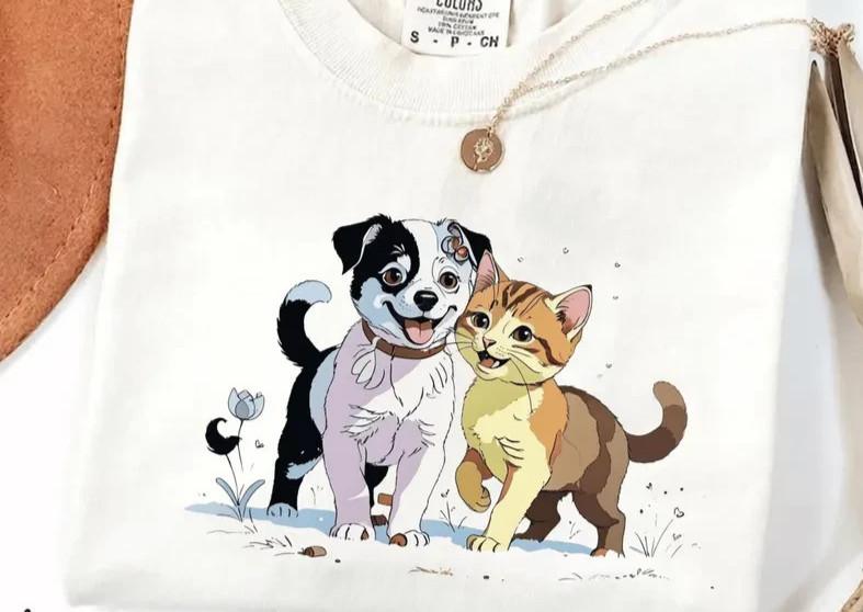 Dogs Characters Sketch Shirt, Vintage Life is Better With Dogsshirt L