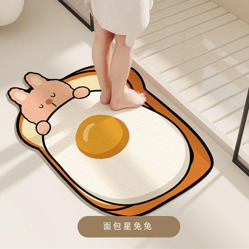 

Мультяшный коврик для пола в ванной, абсорбирующий диатомовую землю, милый коврик с животными, противоскользящий быстросохнущий прочный для спальни 40X60cm 15.7X23.6in
