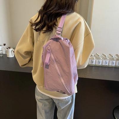 Multi-function Single Shoulder Bag Solid Nylon Zipper Lightweight Simplicity Fashion Durable Resistant Unisex Motion Backpack
