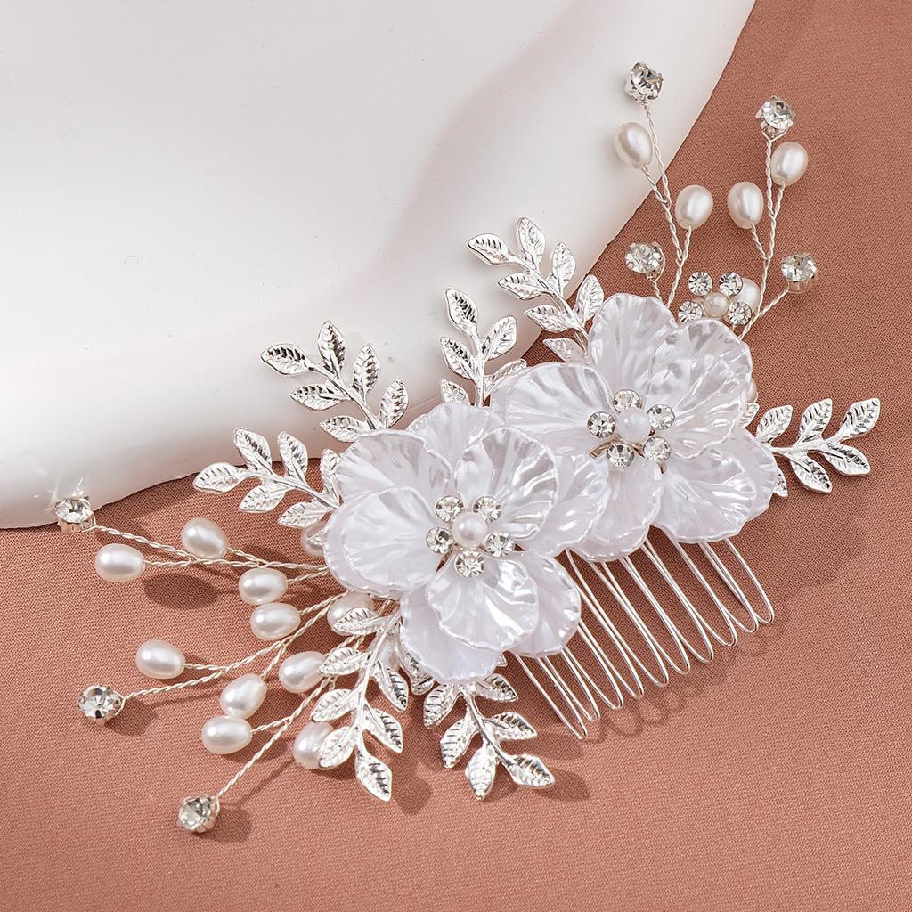 Retro Bridal Jewelry Handmade Comb Holiday Party Children's Performance Hair Accessories White Flower Pearl Hair Comb
