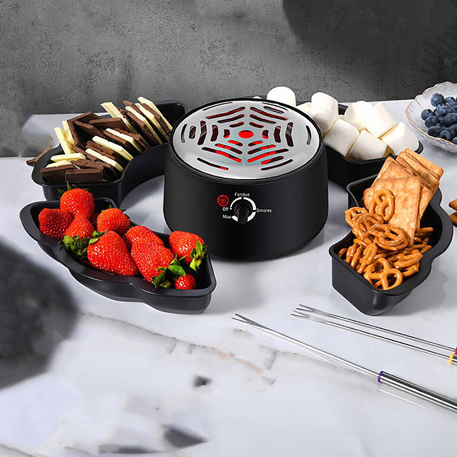 

Chocolate Cheese Electric Cooker, Stainless Steel Electric Marshmallow Roaster, 2-in-1 With Snack And Fruit Platter One Size чорний