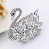 Crystal Swan brooch, high-end and sophisticated, niche, small fragrance, retro chest flower, Korean version, anti glare, pin clothing accessories