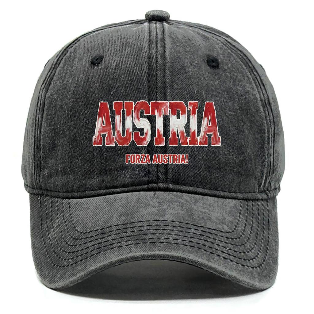 "AUSTRIA" "FORZA AUSTRIA" Flag Printed Snapback Baseball Cap , Adjustable Sun Hat Stylish Non-Stretch Fabric Casual Cozy Dad Hat