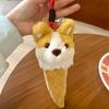 Corgi Plush Pendant Ice Cream Cone Stuffed Keychain Kawaii Backpack Pendant Car Key Holder Decor Toys Creative Birthday Gifts