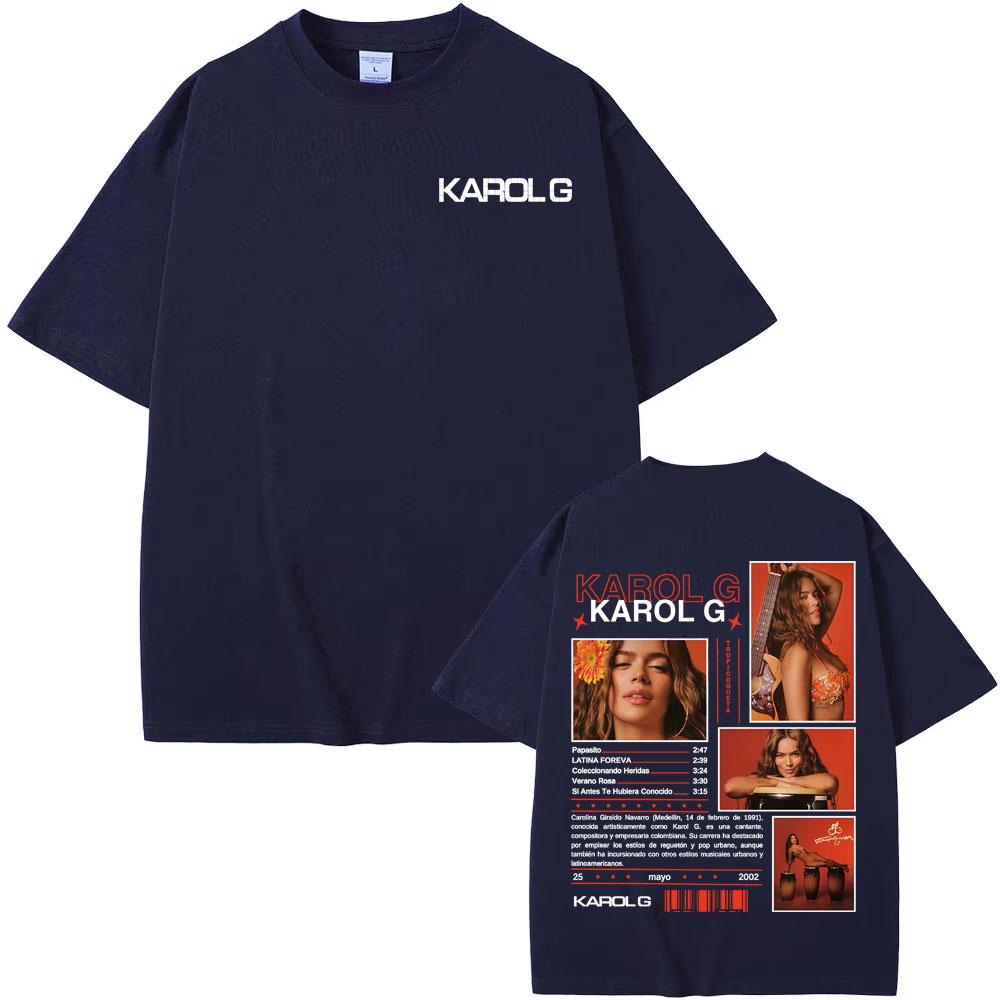 Karol G Tropicoqueta New Album 2025 Cover Tee Shirt Men Women Harajuku Retro High Street T-shirt Summer Tops Pure Cotton T Shirt