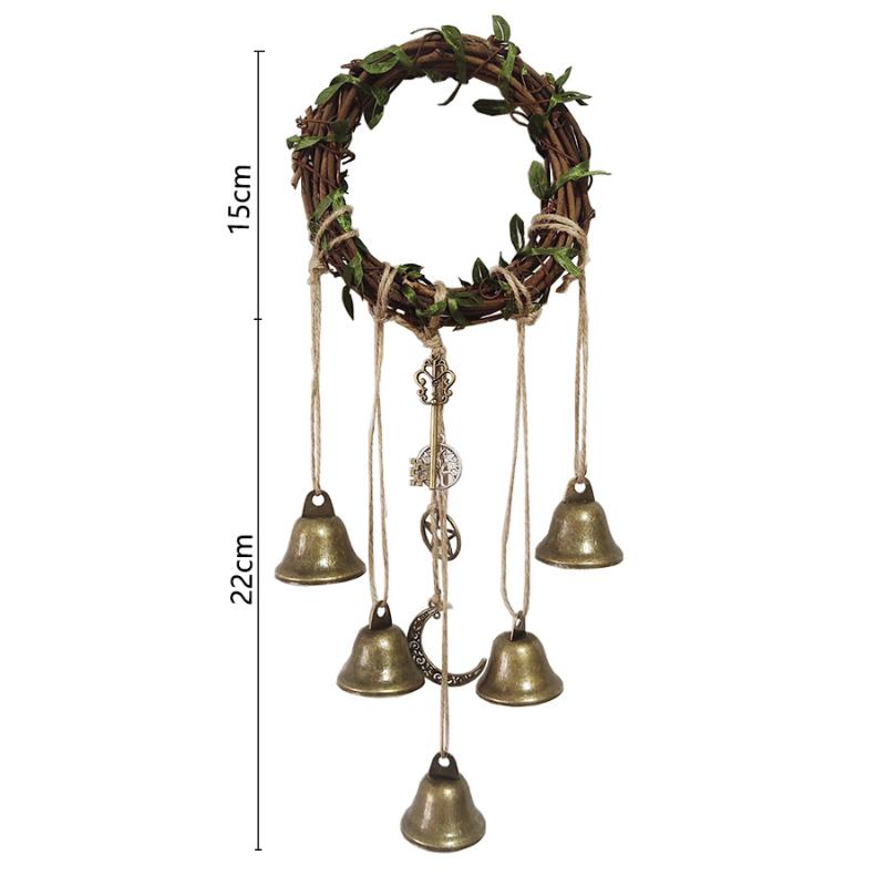 Door Hanging Key Bell Pendant Home Decor Rattan Wreath Rope for Porch Entryway Housewarming Gift