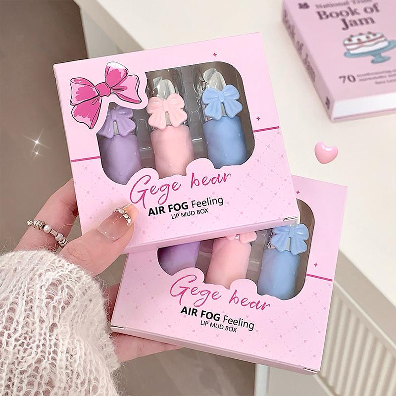 3Pcs/Pack Gege Bear AIR FOG Feeling LIP MUD BOX