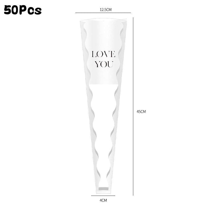 50 Pezzi Busta per Confezionamento Bouquet Singolo di Rose, Busta in Cellophane Busta Avvolgente San Valentino Festa della Mamma Borse Regalo per Fiori Singoli