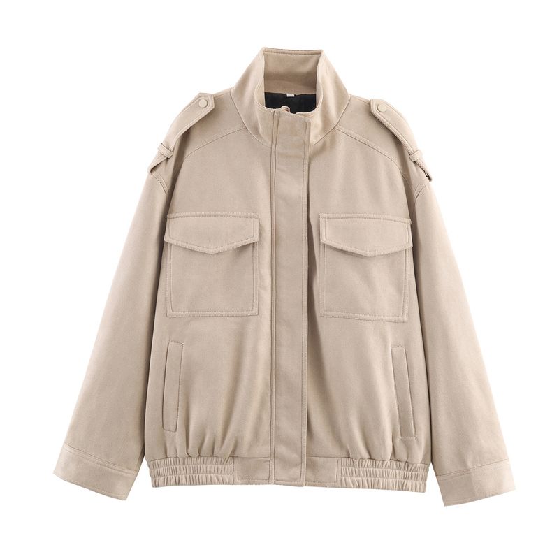 Za Autumn and Winter New Arrivals Women's Clothing Zr European and American Style Fashionable Versatile Lapel Long-Sleeve Suede Loose Jacket Coat