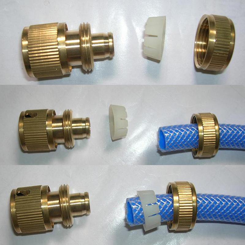 4-Point White Nylon Hose Quick-Connect Water Pipe Joint Accessory