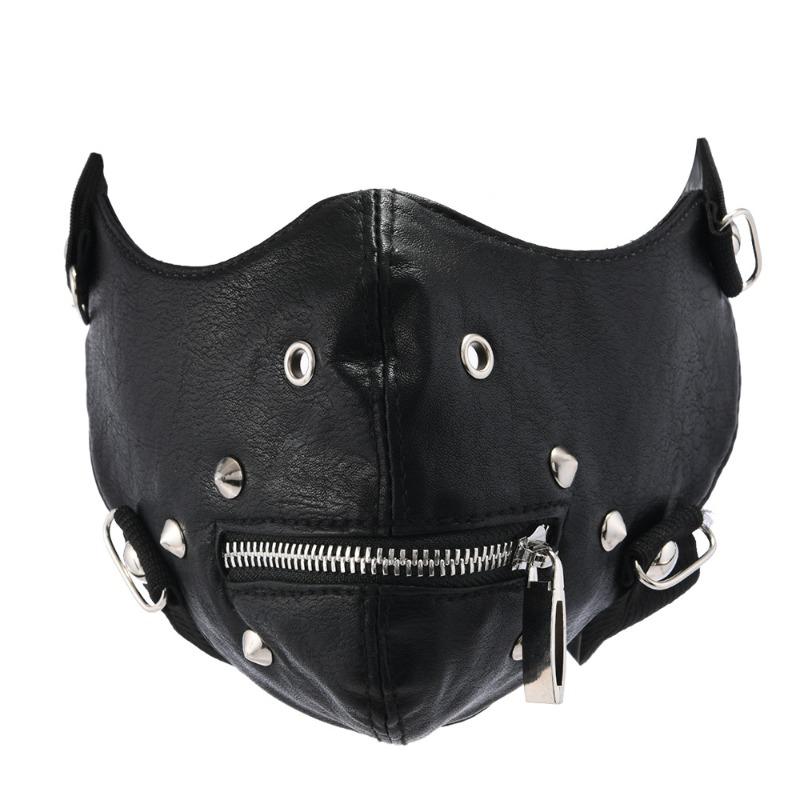 New arrival carnival party leather mask stylish zipper punk retro men s mask чёрный