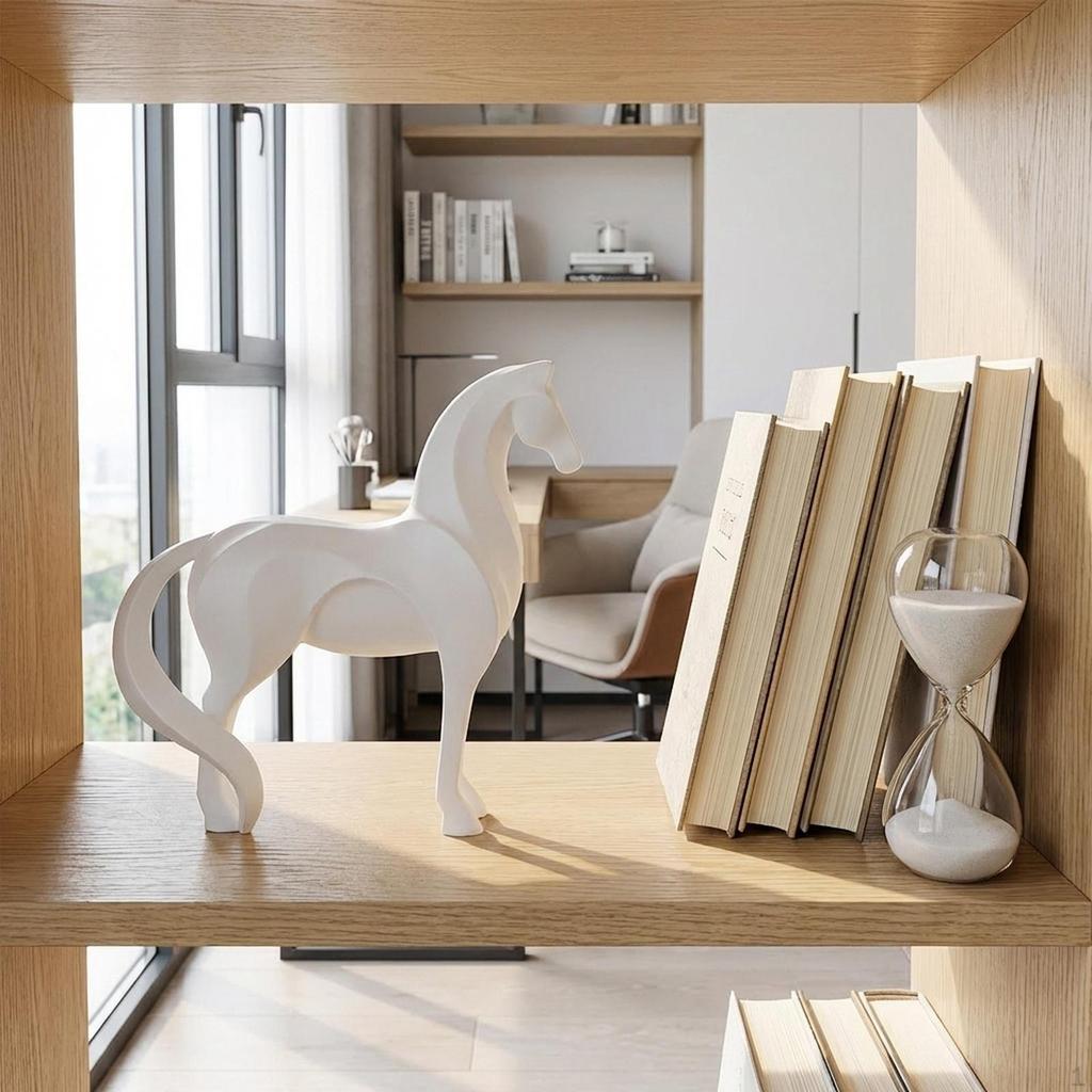 Carved Horse Statue, Animal Figurine, Modern Design, Office Decoration, Craft, Contemporary Art,