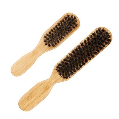 Cepillo de Limpieza de Cerdas de Jabalí con Mango de Madera Cepillo para Barba de Peluquería Antiestático Peine para Peinar el Cabello Herramientas de Afeitado para Hombres