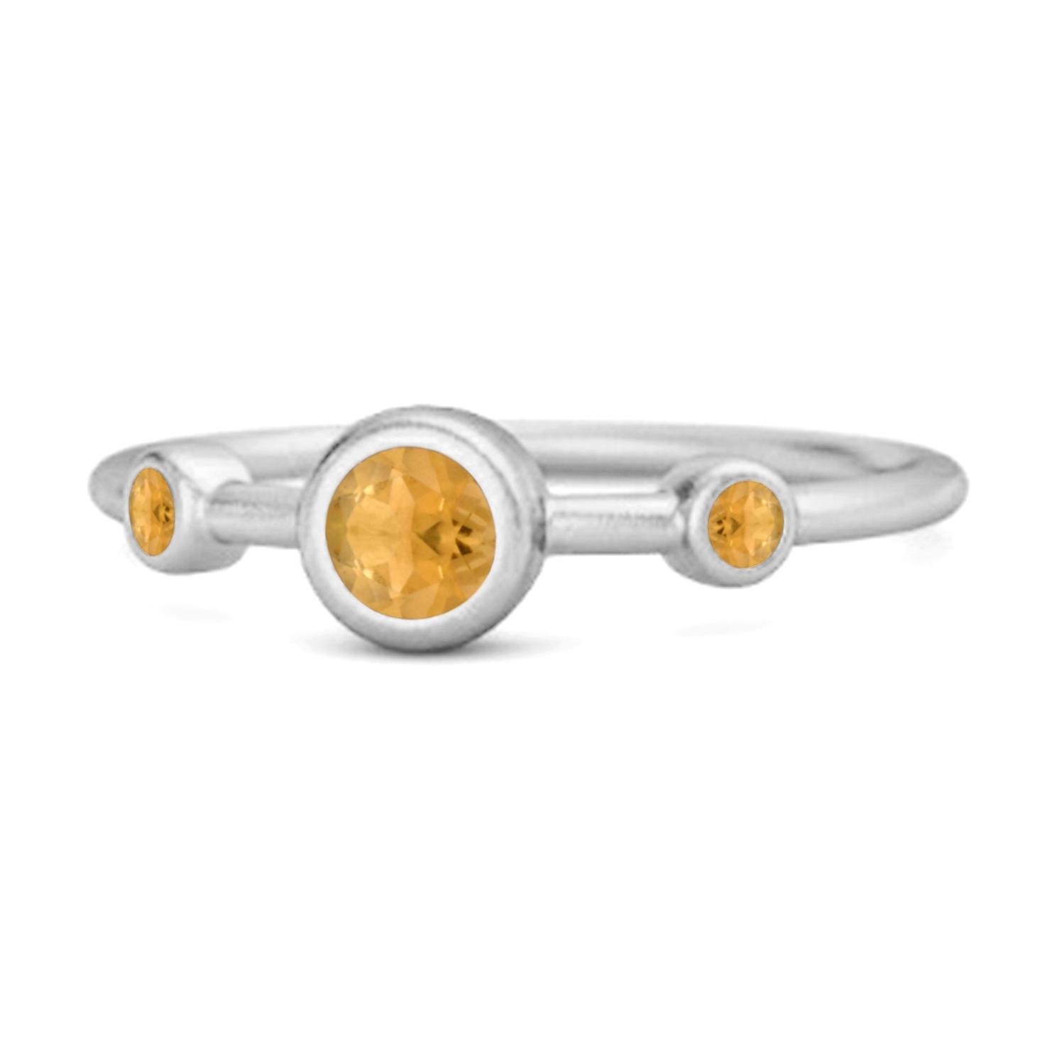 Citrine Three- 925Stone Elegant Trio Design Ring- 925 Sterling Silver 10.5 белый