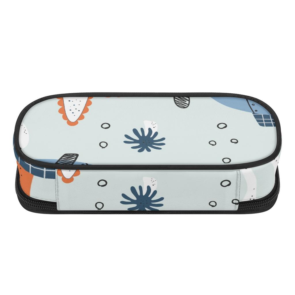 Pen Case Practical Strong Polyester Fabric Zipper Closure with Main Pocket Mesh Layer and Removable Pen Divider for Students