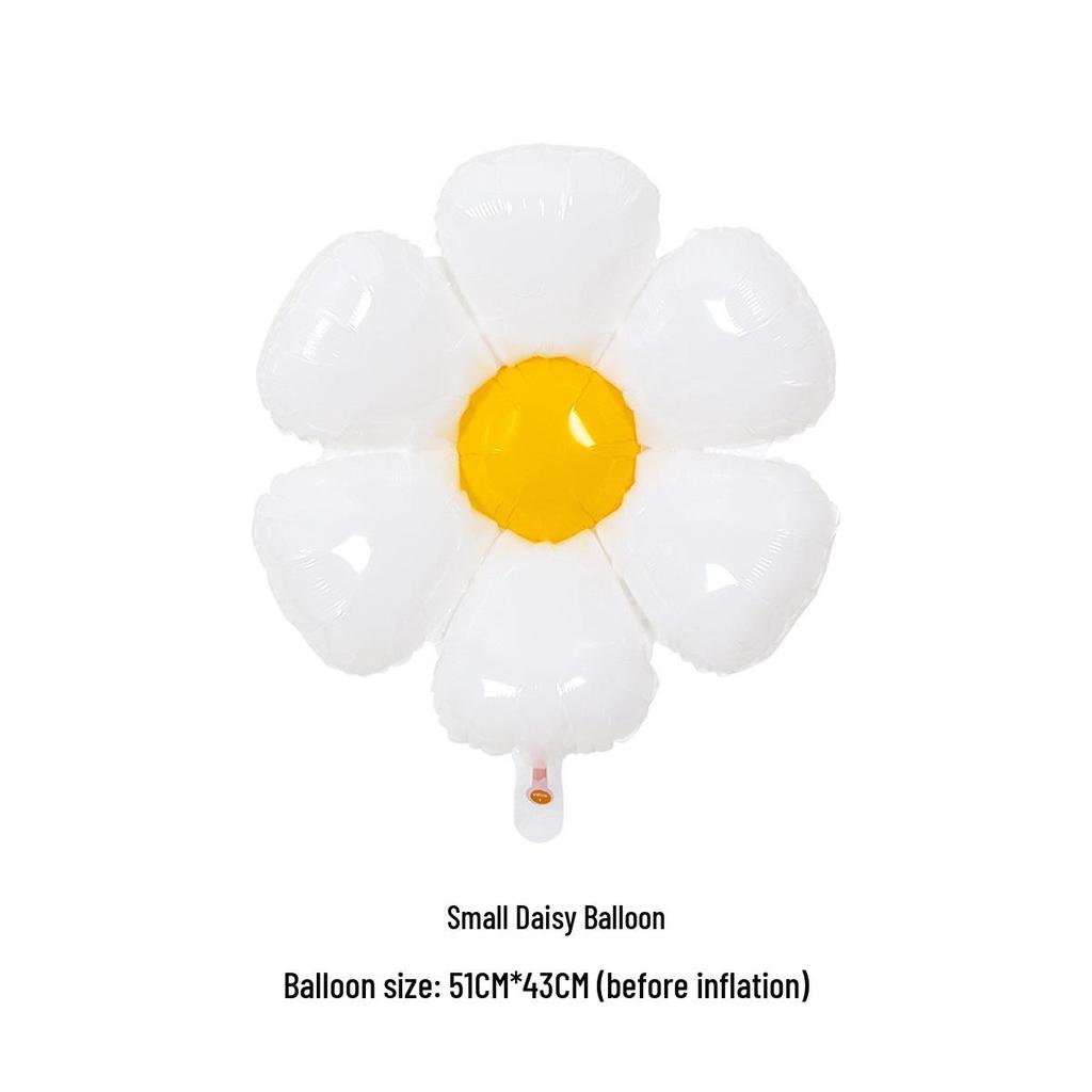 Kleine Gänseblümchen- und Sonnenblumen-Lächeln-Luftballons – Handgehaltene Geburtstagsfoto-Requisiten