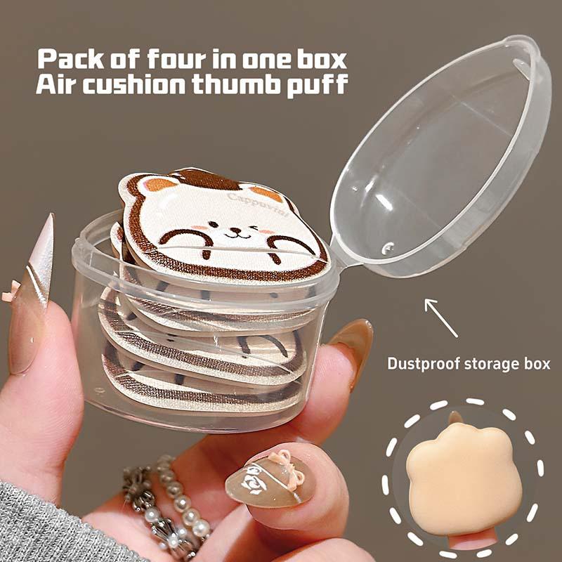 Set di 4 Mini Puff per Trucco per Dita Uso Doppio Asciutto e Bagnato Spugne Morbide per Fondotinta Cushion Applicatore Cosmetico Strumenti per Trucco