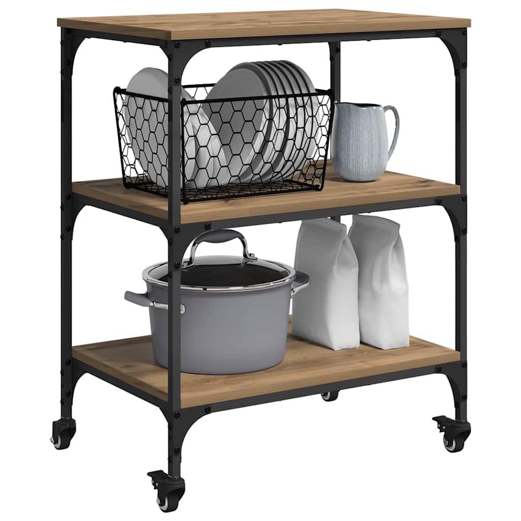 Kitchen Trolley Artisan Oak 60 x 41 x 76 cm Wood Based Material