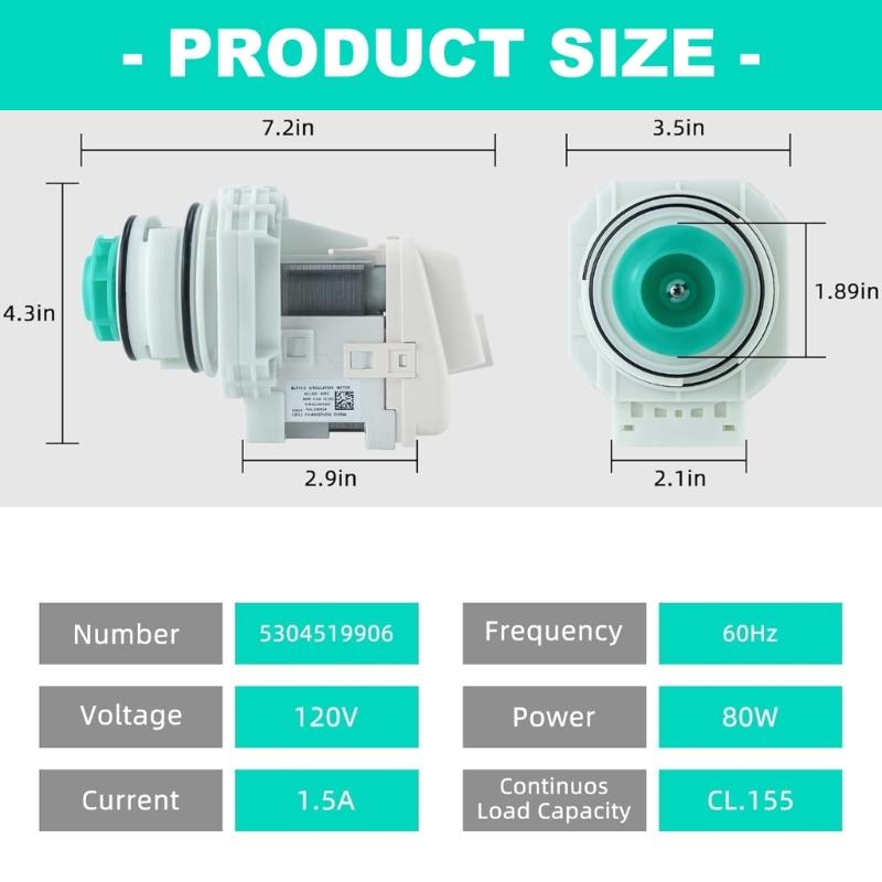 Universal Dishwasher Pump and Motor Assembly 5304519906 Dishwasher Pump Motor Assembly Easy Installation and Durability