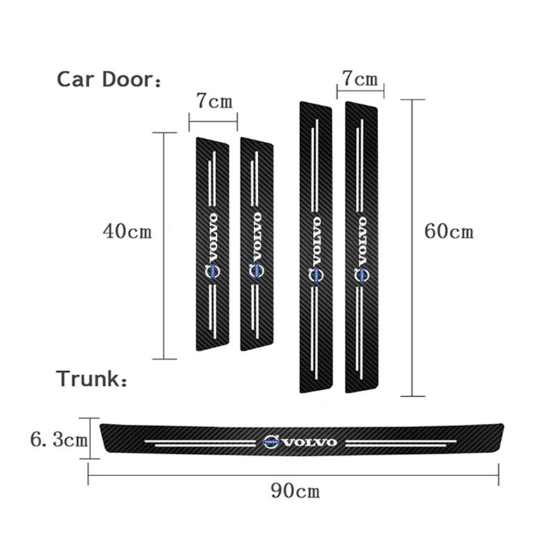 zvgyl8 1/4/5Pcs Car Door Carbon Fiber Threshold Protection Sticker Suitable For Volvo XC60 XC90 XC40 S60L S80L S60 S80 V60 S60L S80L T5