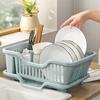 Draining Dish Rack with Drain Tray Prevents Water Accumulation Rack Large Partitioned Storage Organizer for Kitchen