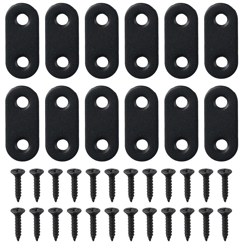 

12PCS Black Stainless Steel Flat Brace Mending Repair Plate with Screws For Furniture 12PCS