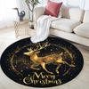 Golden Deer Round Area Rug,Carpet Rug for Living Room Bedroom Sofa Playroom Decor,Non-slip Floor Mat