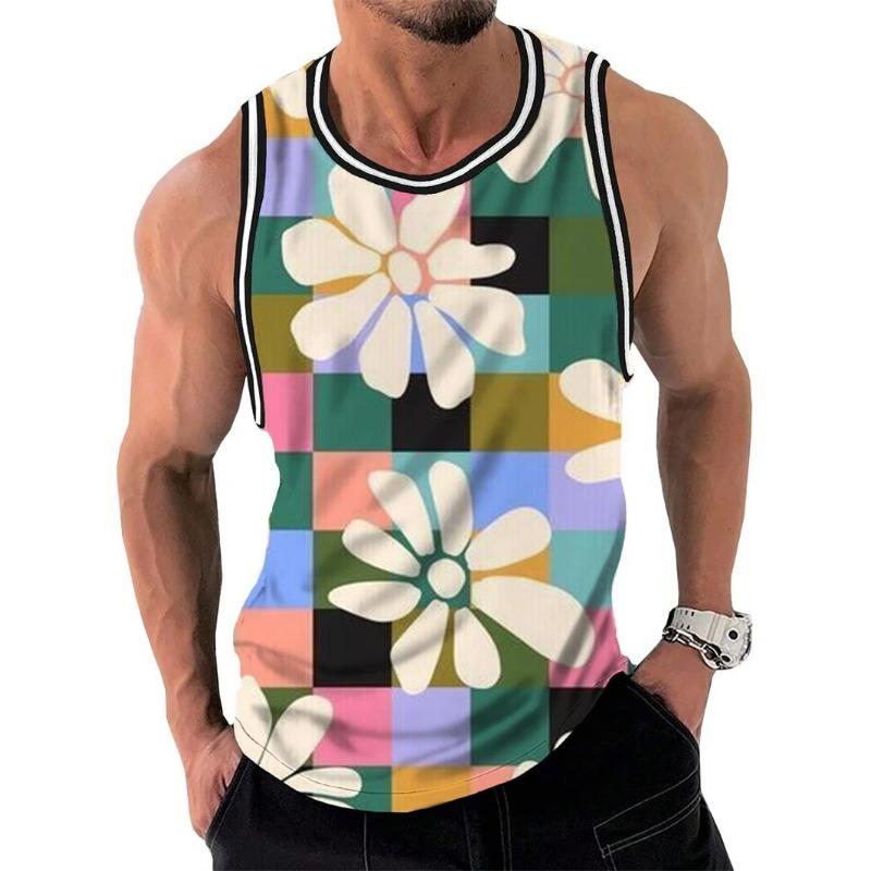 

Винтажная майка с 3D-принтом «Радужные цветы» для мужчин и женщин, модная повседневная одежда для отпуска и вечеринок в стиле Y2k, безрукавная футболка-жилет оверсайз 6XL
