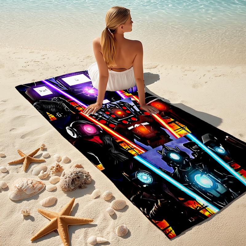 1pc Skibidi Toilet Multiverse1 Beach Towel, Comfortable and Thick, and Swimming/Bath/Picnic/Camping Towel, Suitable for Seaside Beaches