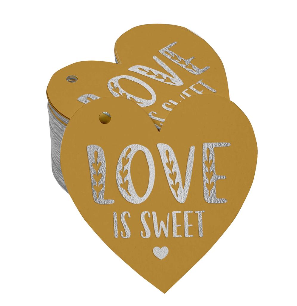 Inkdotpot 100 Pack Real Silver Foil Paper Tag Love Is Sweet Wedding Favor Hang