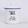 Retro Ceramic Mug with Lid: Nostalgic Imitation Enamel Design, Creative Office Tea Cup.