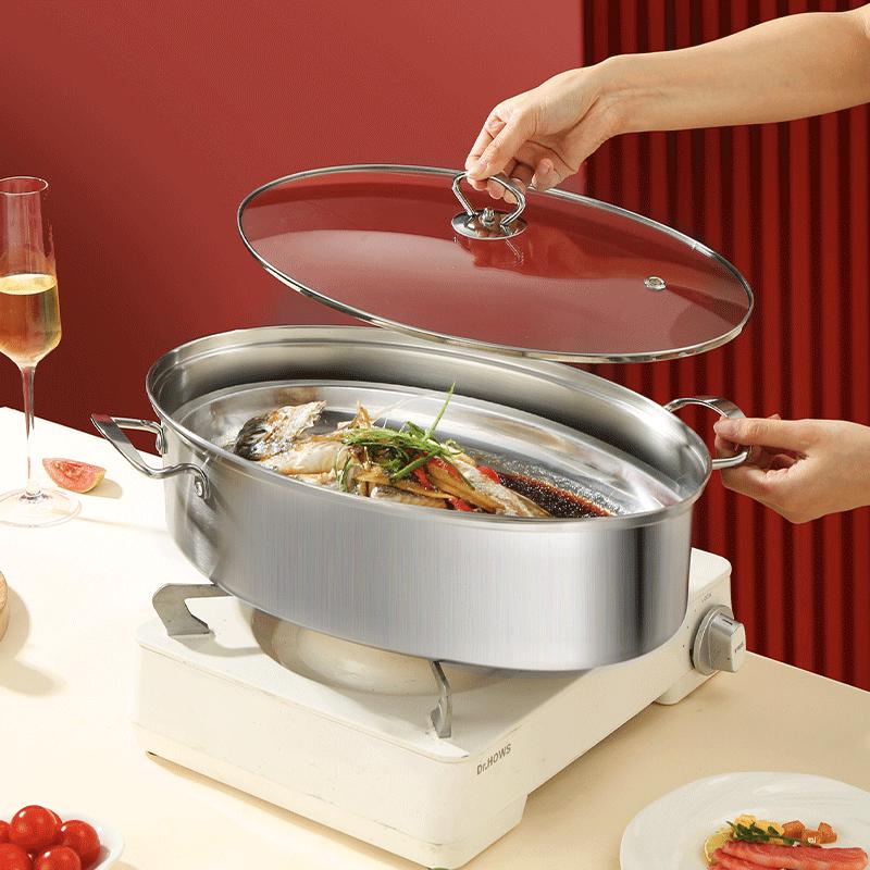 SJG 38cm Stainless Steel Oval Steamer Pot