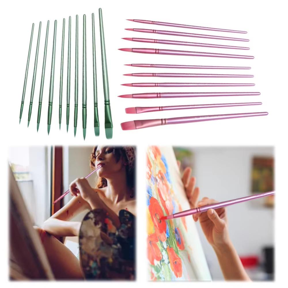 

4/6 pcs Soft Hair Hand Drawn Watercolor Nylon Painting Material Fashion Watercolor Brush Green round head 4pc