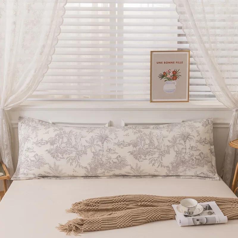 

Новая удобная длинная наволочка из мягкого хлопка, двойные длинные наволочки с принтами и однотонными цветами для украшения дома 120/150/180 см, 1 шт. 48x120cm