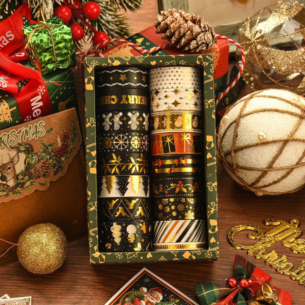 Christmas Washi Tape Pack Festive Santa Tree Pattern Decorative Masking Tape for DIY Paper Crafts Student Holiday Journal