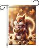 Autumn Garden Ag Fall Squirrel Outdoor Thanksgiving Yard Decoration 12 X 18 Inch Double Sided Seasonal Banner with Plaid S KZA